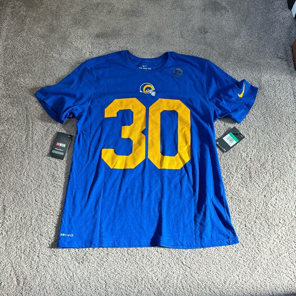 Nike Los Angeles Rams Todd Gurley II 30 Blue T-Shirt Size XL NFL Dri-Fit NWT